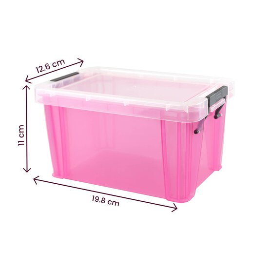 Whitefurze Allstore 1.7 Litre Transparent Pink Storage Box 1.7 Litre image number 4
