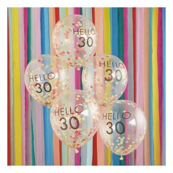 Ginger Ray Hello 30 Milestone Confetti Balloons 5 Pack image number 2