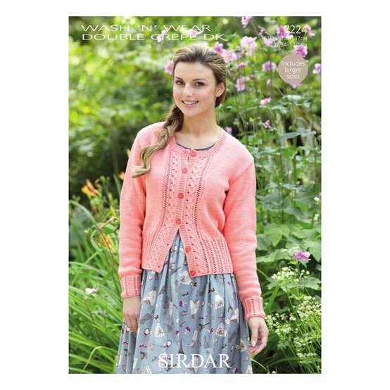 Sirdar Wash 'n' Wear Double Crepe DK Cardigan Digital Pattern 7224 image number 1