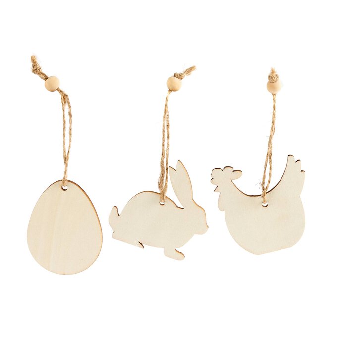 Hanging Wooden Easter Decorations 3 Pack Hobbycraft