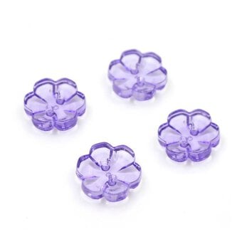 Hemline Lavender Novelty Flower Button 4 Pack