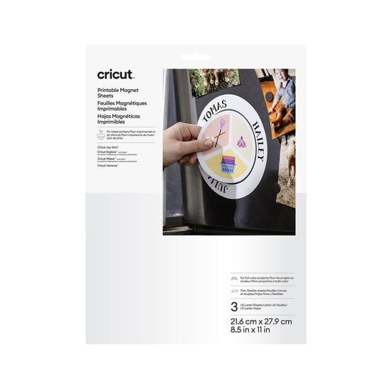 Cricut White Printable Magnet Sheets 8.5 x 11 Inches 3 Pack image number 1