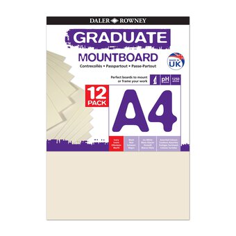 Daler-Rowney Graduate Ivory Cream Core Mountboard A4 12 Pack 