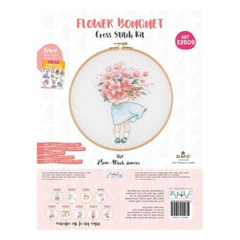 Flower Bouquet Cross Stitch Kit with Hoop 10 Inches