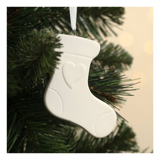 Hanging Ceramic Stocking Decoration 8cm image number 1