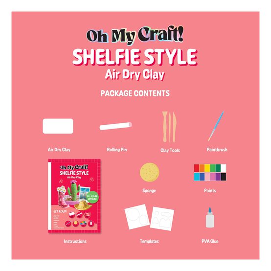 Oh My Craft! Shelfie Style Air Dry Clay Kit image number 3