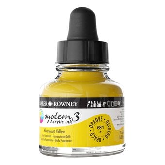 Daler-Rowney System3 Fluorescent Yellow Acrylic Ink 29.5ml image number 2