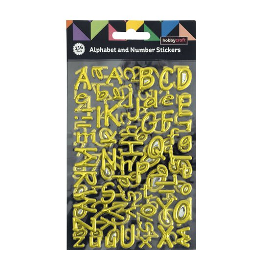 Gold Metallic Puffy Alphabet Stickers 116 Pieces  image number 4