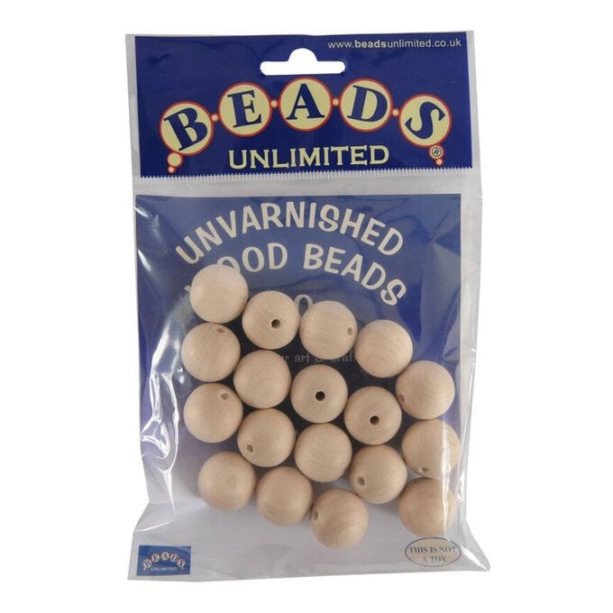 Beads Unlimited Unvarnished Wooden Beads 20mm 18 Pack