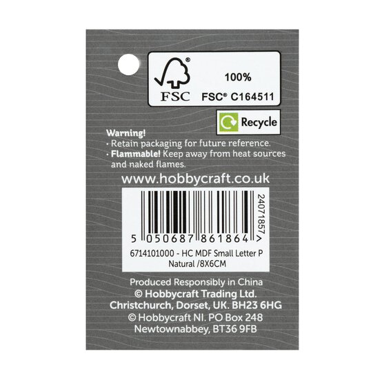 MDF Wooden Letter P 8cm image number 5