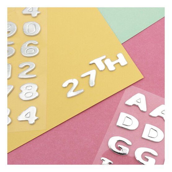 Silver Metallic Puffy Uppercase Alphabet Stickers 106 Pieces image number 2