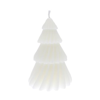 Cream Christmas Tree Candle 11.5cm 