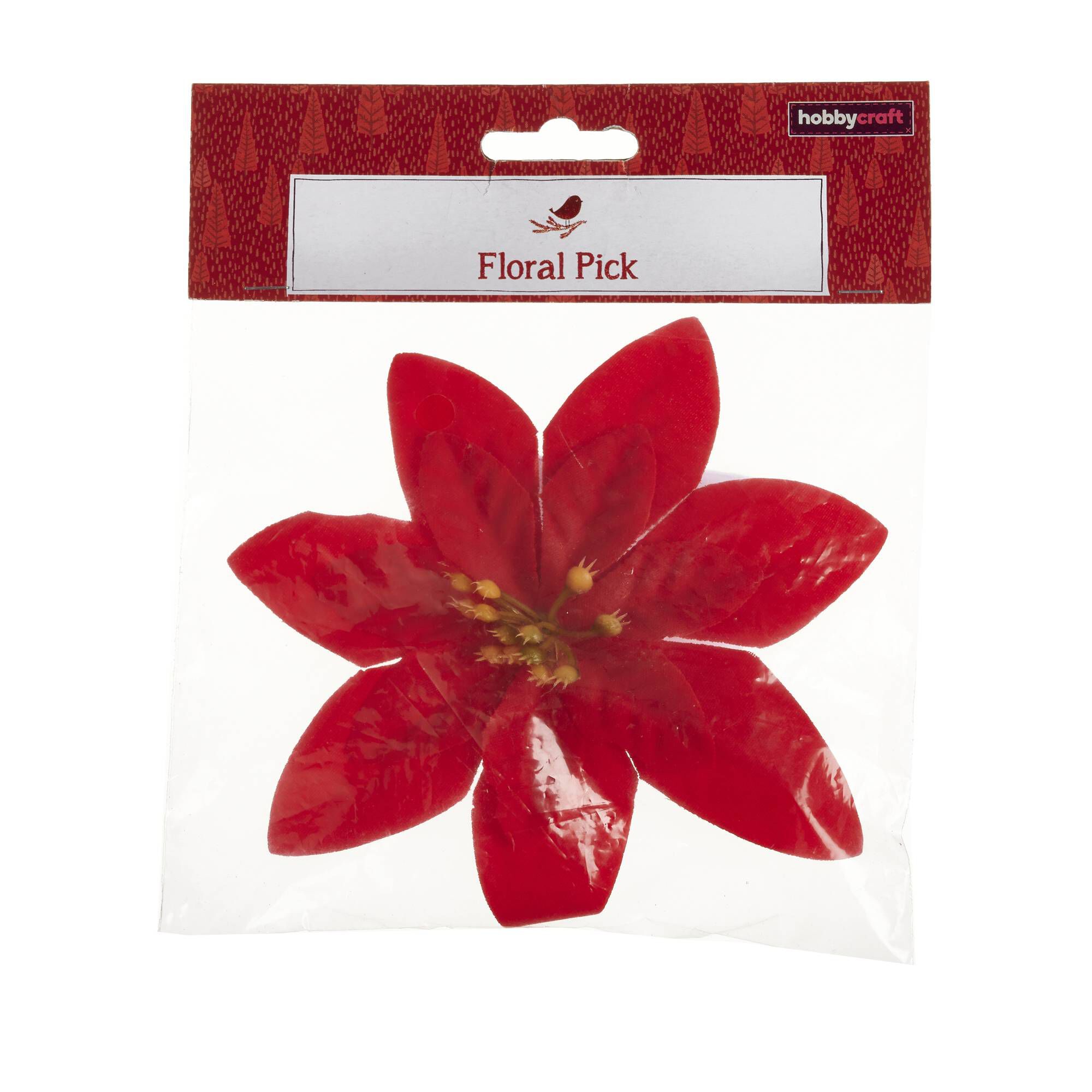 Red Poinsettia Pick 14cm Hobbycraft