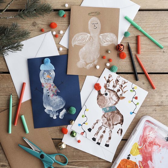 How to Make Hand and Footprint Christmas Cards image number 1