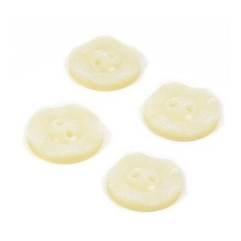 Hemline Cream Basic Scalloped Edge Button 4 Pack