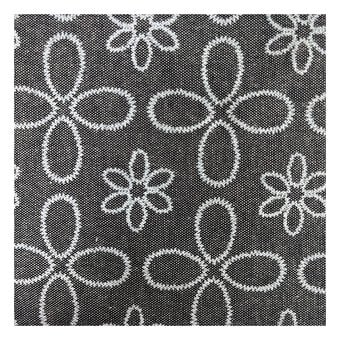 Black Stitch Look Floral Polycotton Print Fabric by the Metre