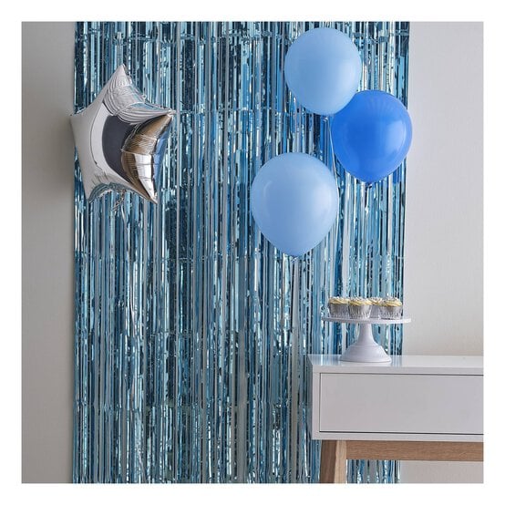 Create & Celebrate Blue Foil Fringe Curtain 1m x 2m image number 1