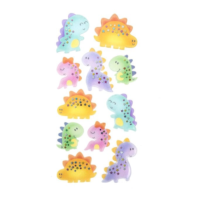 Sparkly Dinosaur Gel Stickers image number 1