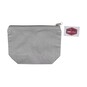Grey Cotton Zip Pouch 23cm x 16cm x 8cm image number 3