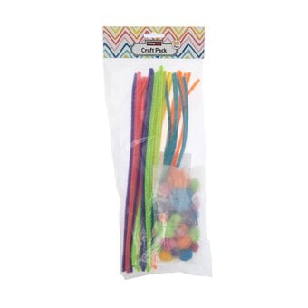 Bright Pipe Cleaners and Poms Craft Pack 80 Pieces image number 4