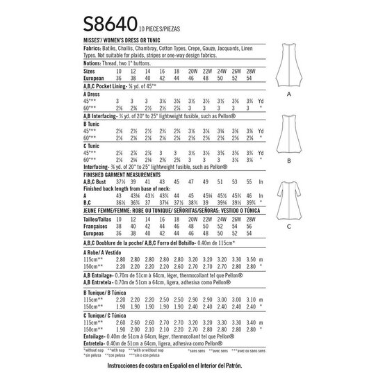Simplicity Dress or Tunic Sewing Pattern S8640 (10-18) image number 2