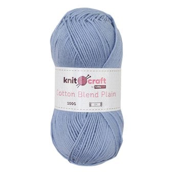Knitcraft Light Blue Cotton Blend Plain DK Yarn 100g image number 2