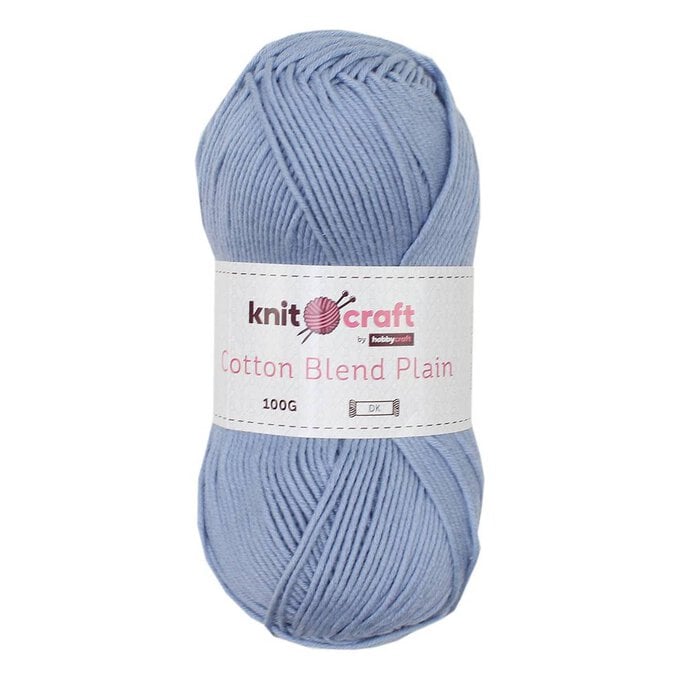 Knitcraft Light Blue Cotton Blend Plain DK Yarn 100g