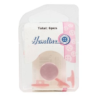Hemline Pink Basic Knitwear Button 6 Pack