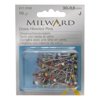Milward Glass Headed Pins 30mm 10g