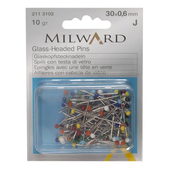 Milward Glass Headed Pins 30Mm 10G 30Mmx10g