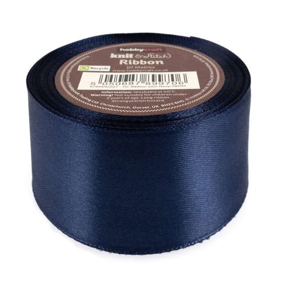 Navy Satin Ribbon 38mm x 10m image number 1