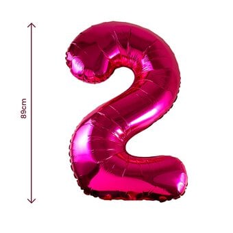 Extra Large Pink Foil Number 2 Balloon