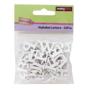 White 3D Wooden Letters 52 Pieces