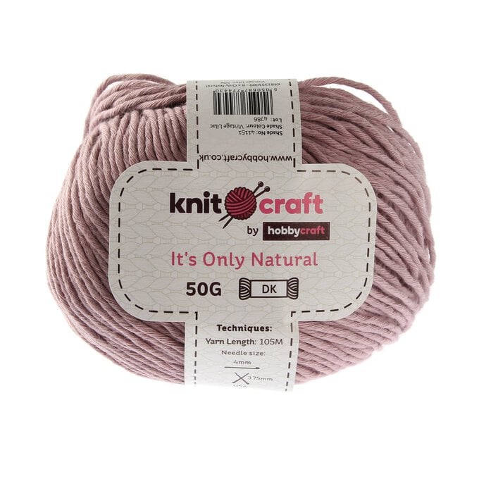 Knitcraft Lilac It's Only Natural Light DK Yarn 50g image number 1