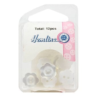 Hemline White Basic Flower Button 12 Pack