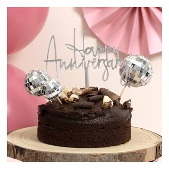 Whisk Silver Acrylic Happy Anniversary Cake Topper