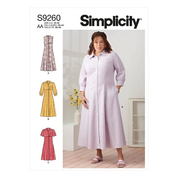 Simplicity Button Front Dress Sewing Pattern S9260 (10-18) image number 1