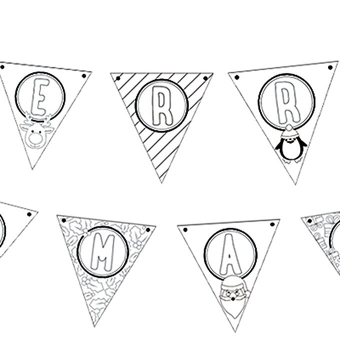 Christmas Bunting Free Colouring Download image number 1