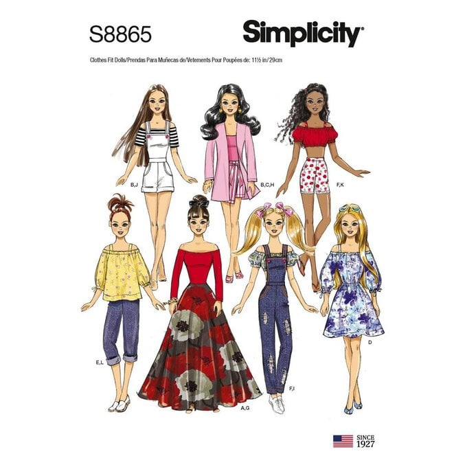 Simplicity Doll Clothes Sewing Pattern S8865 image number 1