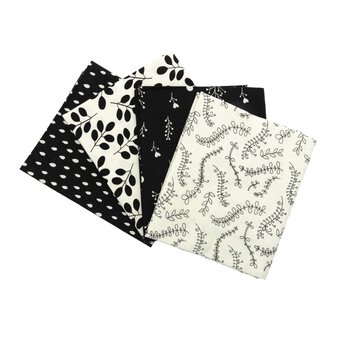 Black and White Print Cotton Fat Quarters 4 Pack
