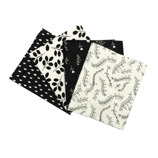 Black and White Print Cotton Fat Quarters 4 Pack image number 1