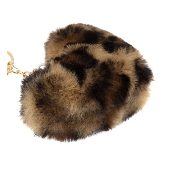 Leopard Pom Pom Heart Keyring image number 3