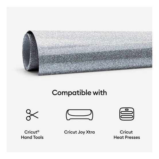 Cricut Joy Xtra Silver Prismatic Glitter Smart Iron-On 9.5 x 19 Inches image number 3