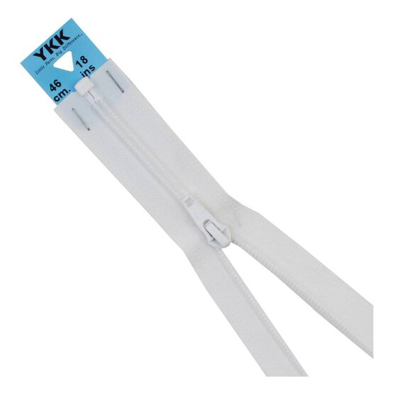 YKK White Nylon Open End Zip 46cm image number 1