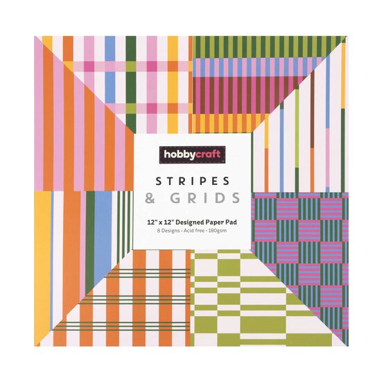 Stripes and Grids Paper Pad 12 x 12 Inches 24 Pack image number 4