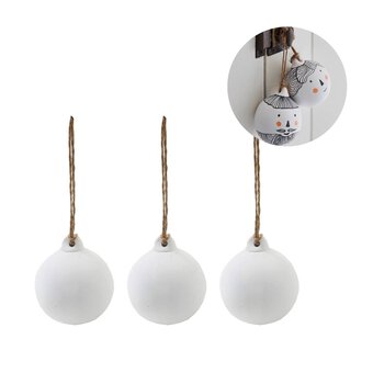 Ceramic Baubles with Jute 3 Pack