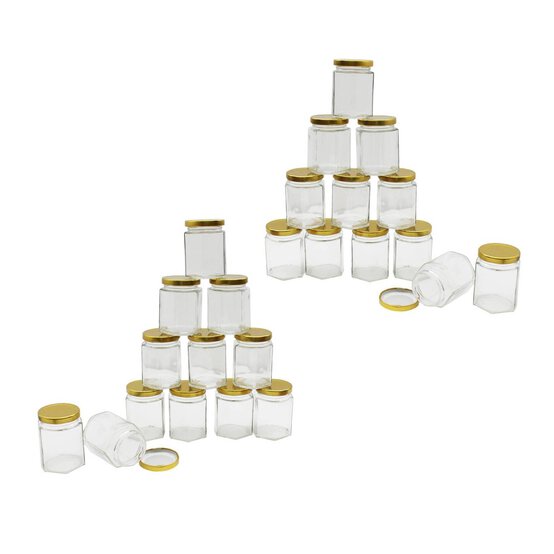 Clear Hexagonal Glass Jar 190ml 24 Pack Bundle image number 1