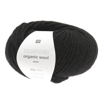 Rico Essentials Black Organic Wool Aran Yarn 50g