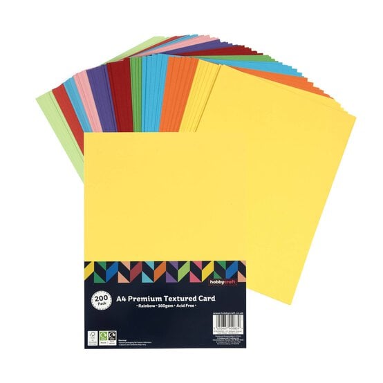 Rainbow Textured Card A4 200 Pack image number 1