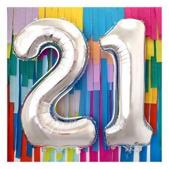 Extra Large Silver Foil 21 Balloon Bundle